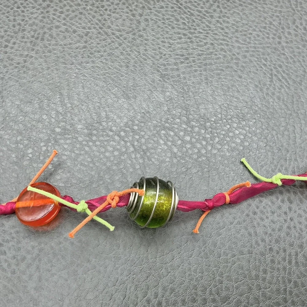 Treska Multicolor Beaded Necklace Ribbon 26 In Boho Womens Statement‎ Jewelry